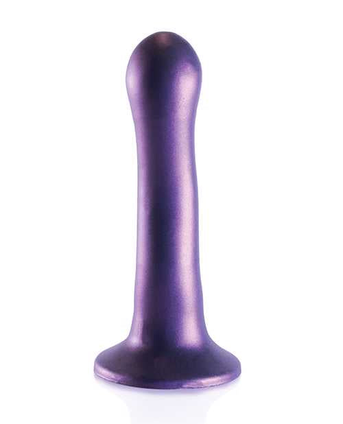Ouch! Ultra Soft Curvy G-Spot Silicone Dildo 7in - Metallic Purple