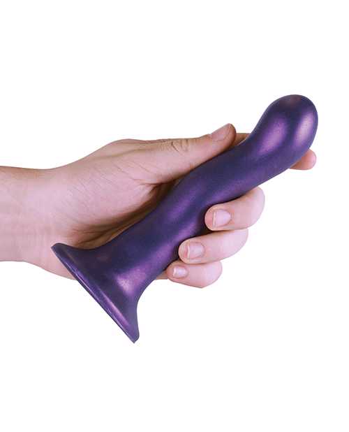 Ouch! Ultra Soft Curvy G-Spot Silicone Dildo 7in - Metallic Purple