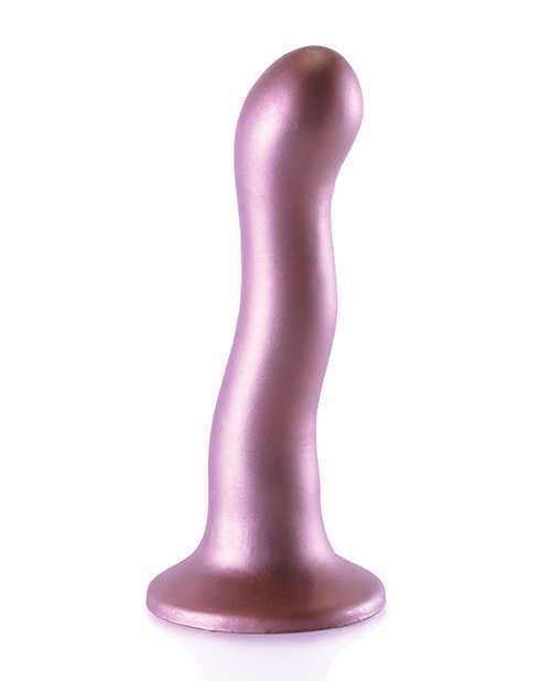 Ouch! Ultra Soft Curvy G-Spot Silicone Dildo 7in - Mettalic Rose Gold