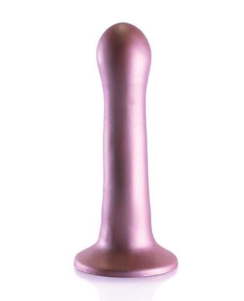 Ouch! Ultra Soft Curvy G-Spot Silicone Dildo 7in - Mettalic Rose Gold