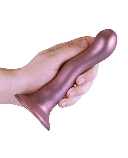 Ouch! Ultra Soft Curvy G-Spot Silicone Dildo 7in - Mettalic Rose Gold