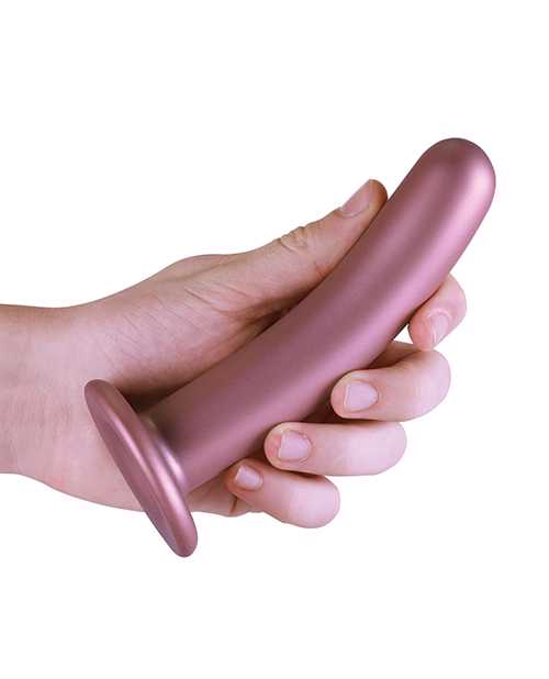 Ouch! Smooth G-Spot Silicone Dildo 6in - Metallic Rose Gold