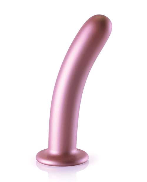 Ouch! Smooth G-Spot Silicone Dildo 7in - Metallic Rose Gold