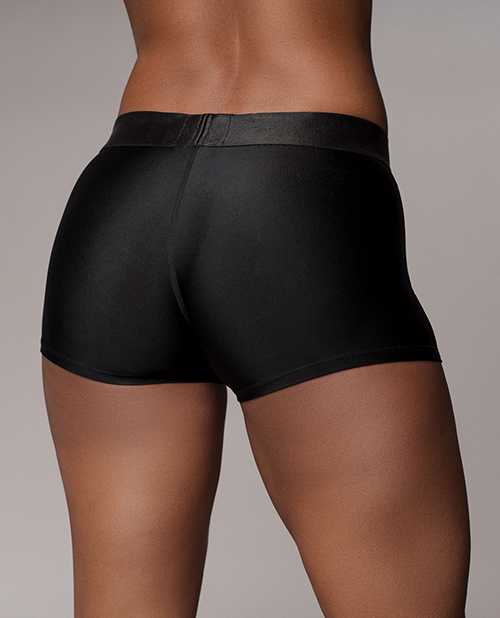 Ouch! Vibrating Strap-On Boxer with Rechargeable Bullet - M/L - Black