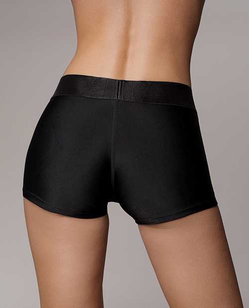 Ouch! Vibrating Strap-On Boxer with Rechargeable Bullet - XS/SM - Black