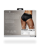 Ouch! Vibrating Strap-On High-Cut Brief with Rechargeable Bullet - M/L - Black
