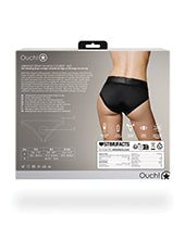 Ouch! Vibrating Strap-On High-Cut Brief with Rechargeable Bullet - XS/SM - Black