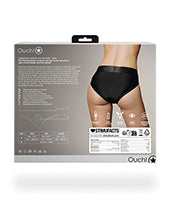Ouch! Vibrating Strap-On Hipster with Rechargeable Bullet - XS/SM - Black
