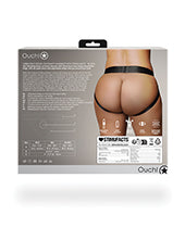 Ouch! Vibrating Strap-On Panty Harness with Open Back with Rechargeable Bullet - XL/2XL - Black