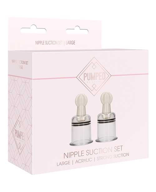 Shots Pumped Nipple Suctions Set - Large Clear