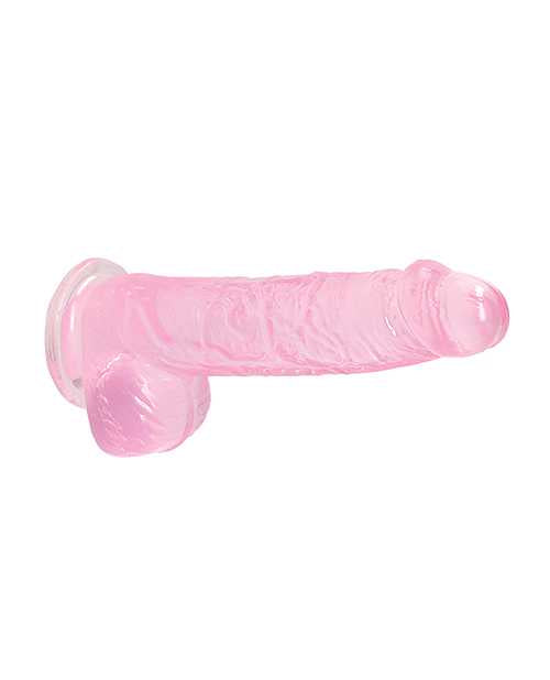 RealRock Crystal Clear Dildo with Balls 6in - Pink