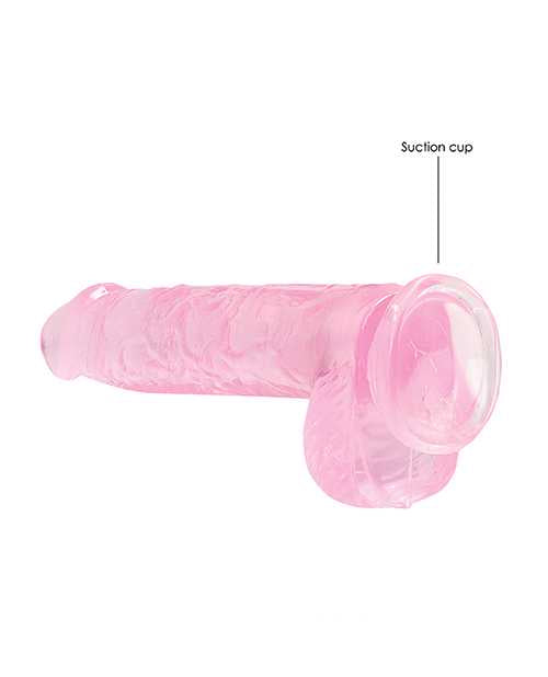 RealRock Crystal Clear Dildo with Balls 6in - Pink
