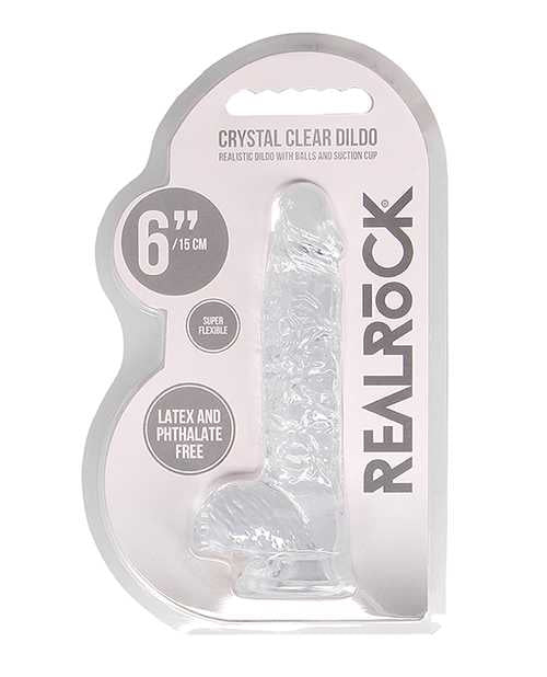 Shots RealRock Realistic Crystal Clear 6" Dildo w/Balls - Transparent Clear