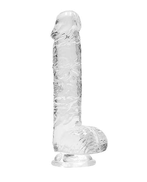 RealRock Crystal Clear Dildo with Balls 6in - Clear