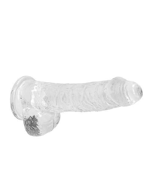 RealRock Crystal Clear Dildo with Balls 6in - Clear