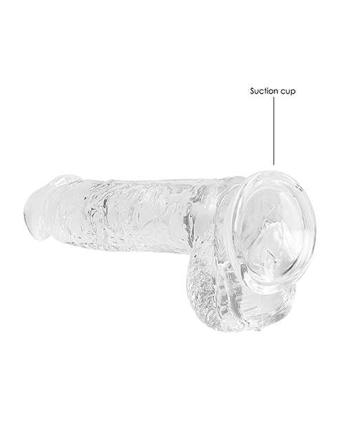 RealRock Crystal Clear Dildo with Balls 6in - Clear
