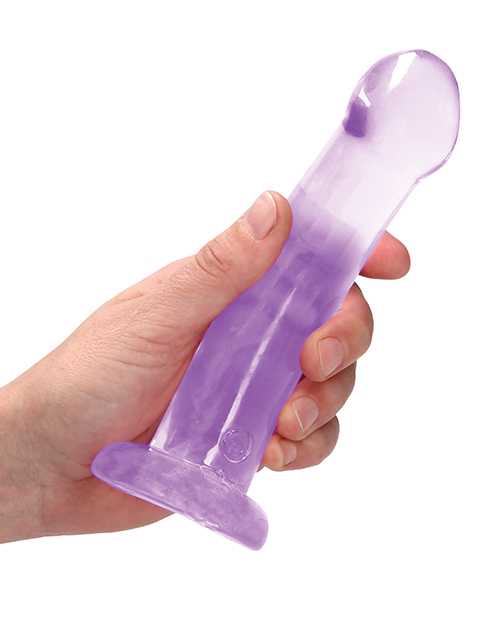 RealRock Crystal Clear Non Realistic Dildo with Suction Cup 6.7in - Purple