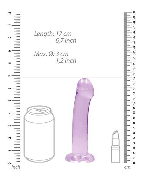 RealRock Crystal Clear Non Realistic Dildo with Suction Cup 6.7in - Purple