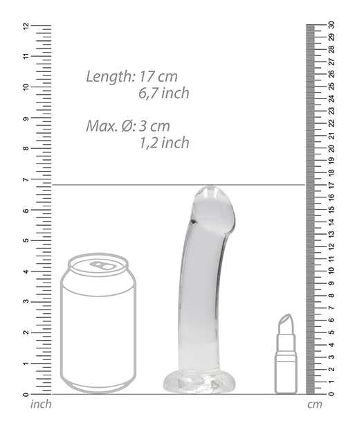 RealRock Crystal Clear Non Realistic Dildo with Suction Cup 6.7in - Clear