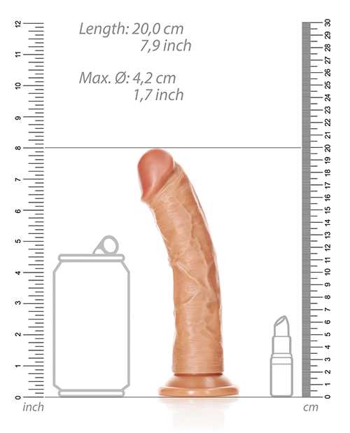 RealRock Curved Realistic Dildo with Suction Cup 7in - Caramel