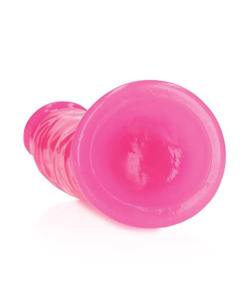 RealRock Slim Glow in the Dark Dildo with Suction Cup 6in - Pink