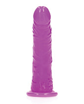 RealRock Slim Glow in the Dark Dildo with Suction Cup 6in - Purple