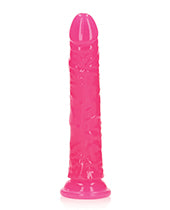 RealRock Slim Glow in the Dark Dildo with Suction Cup 7in - Pink
