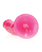 RealRock Slim Glow in the Dark Dildo with Suction Cup 7in - Pink