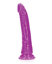 RealRock Slim Glow in the Dark Dildo with Suction Cup 7in - Purple