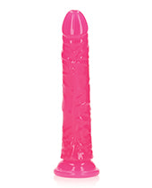RealRock Slim Glow in the Dark Dildo with Suction Cup 8in - Pink