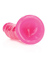 RealRock Slim Glow in the Dark Dildo with Suction Cup 8in - Pink