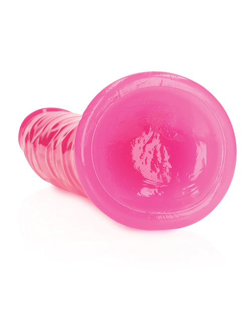 RealRock Slim Glow in the Dark Dildo with Suction Cup 9in - Pink
