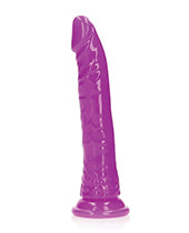 RealRock Slim Glow in the Dark Dildo with Suction Cup 9in - Purple