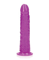 RealRock Slim Glow in the Dark Dildo with Suction Cup 9in - Purple