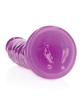 RealRock Slim Glow in the Dark Dildo with Suction Cup 9in - Purple