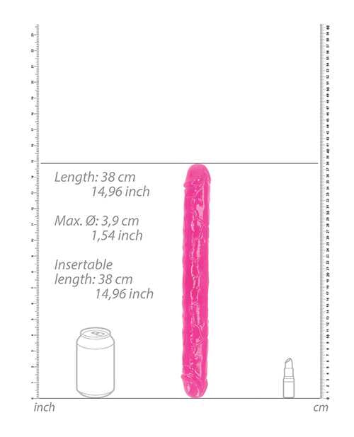 RealRock Double Dong Glow in the Dark Dildo 15in - Pink