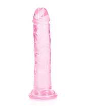 RealRock Crystal Clear Straight Dildo 6in - Pink