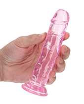 RealRock Crystal Clear Straight Dildo 6in - Pink