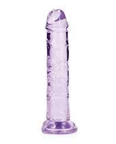 RealRock Crystal Clear Straight No Balls Dildo 6in - Purple