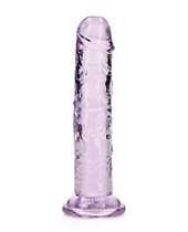 RealRock Crystal Clear Straight No Balls Dildo 6in - Purple