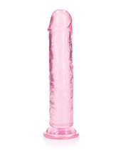 RealRock Crystal Clear Straight No Balls Dildo 7in - Pink