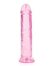 RealRock Crystal Clear Straight No Balls Dildo 7in - Pink