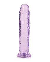 RealRock Crystal Clear Straight No Balls Dildo 7in - Purple
