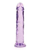 RealRock Crystal Clear Straight No Balls Dildo 7in - Purple