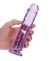 RealRock Crystal Clear Straight No Balls Dildo 7in - Purple