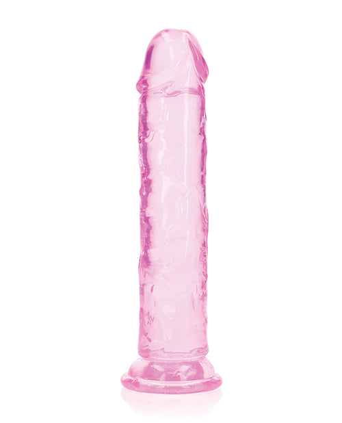 RealRock Crystal Clear Straight Dildo 8in - Pink