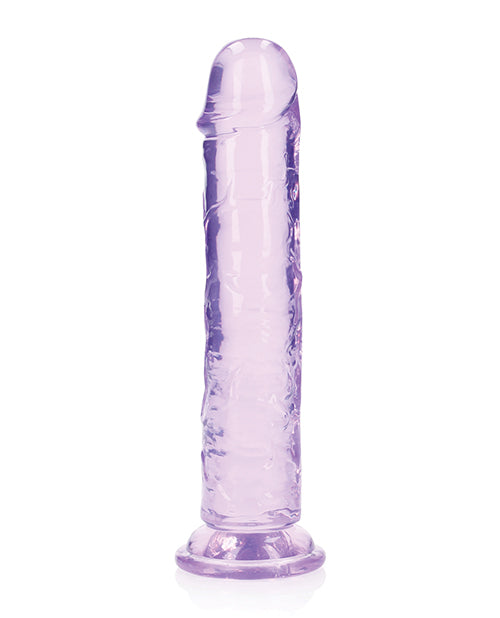 RealRock Crystal Clear Straight Dildo 8in - Purple