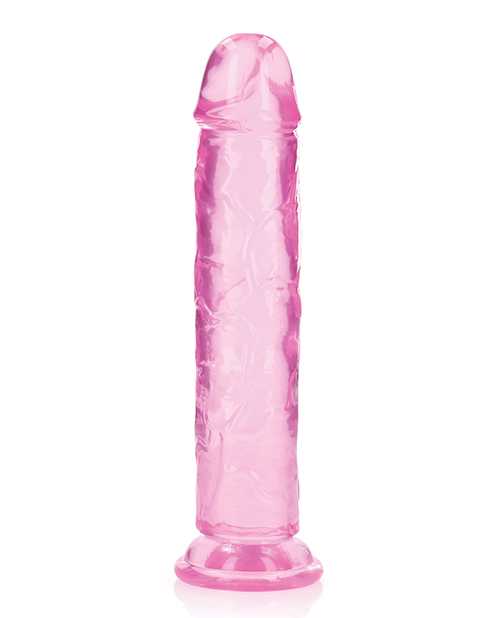 RealRock Crystal Clear Straight No Balls Dildo 10in - Pink