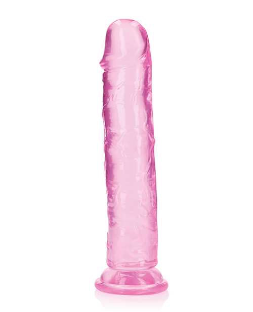 RealRock Crystal Clear Straight No Balls Dildo 10in - Pink