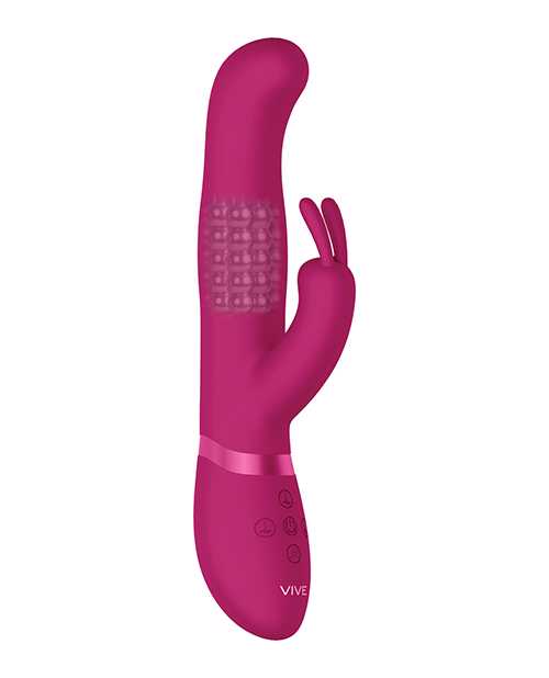 Vive Izara Triple Action Rechargeable Silicone Rotating Beaded G-Spot Rabbit Vibrator - Pink